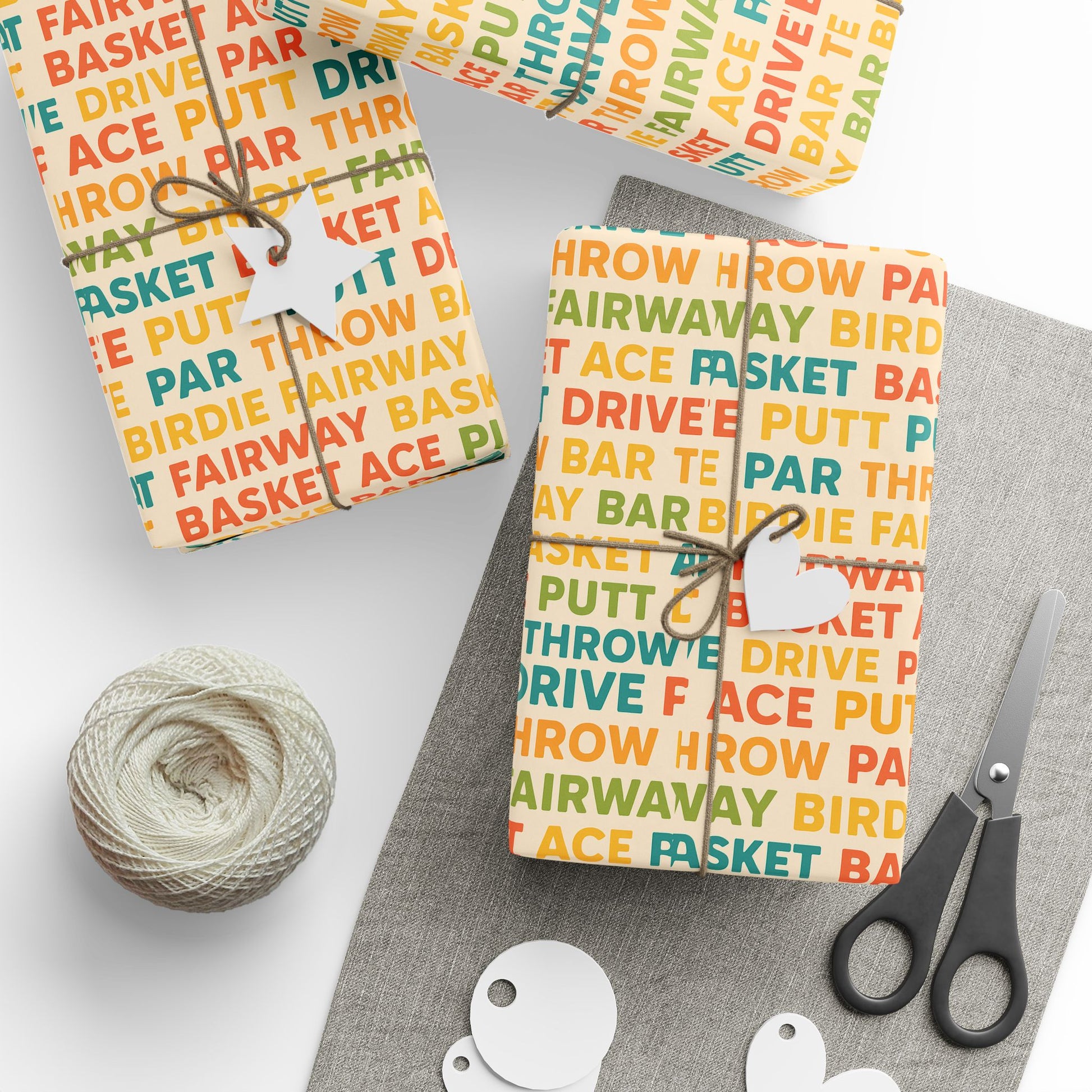 Colorful Disc Golf Themed Wrapping Paper