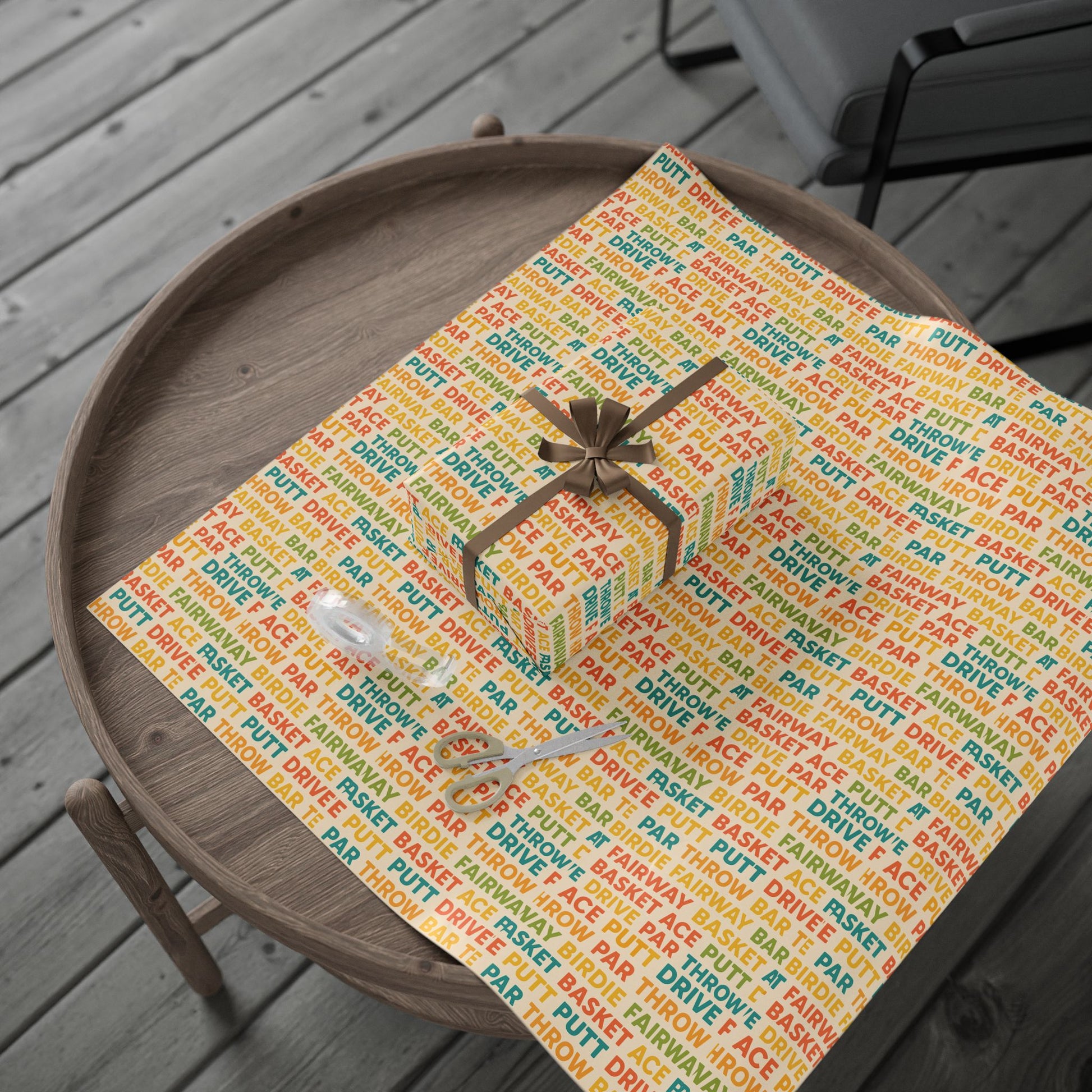 Colorful Disc Golf Themed Wrapping Paper
