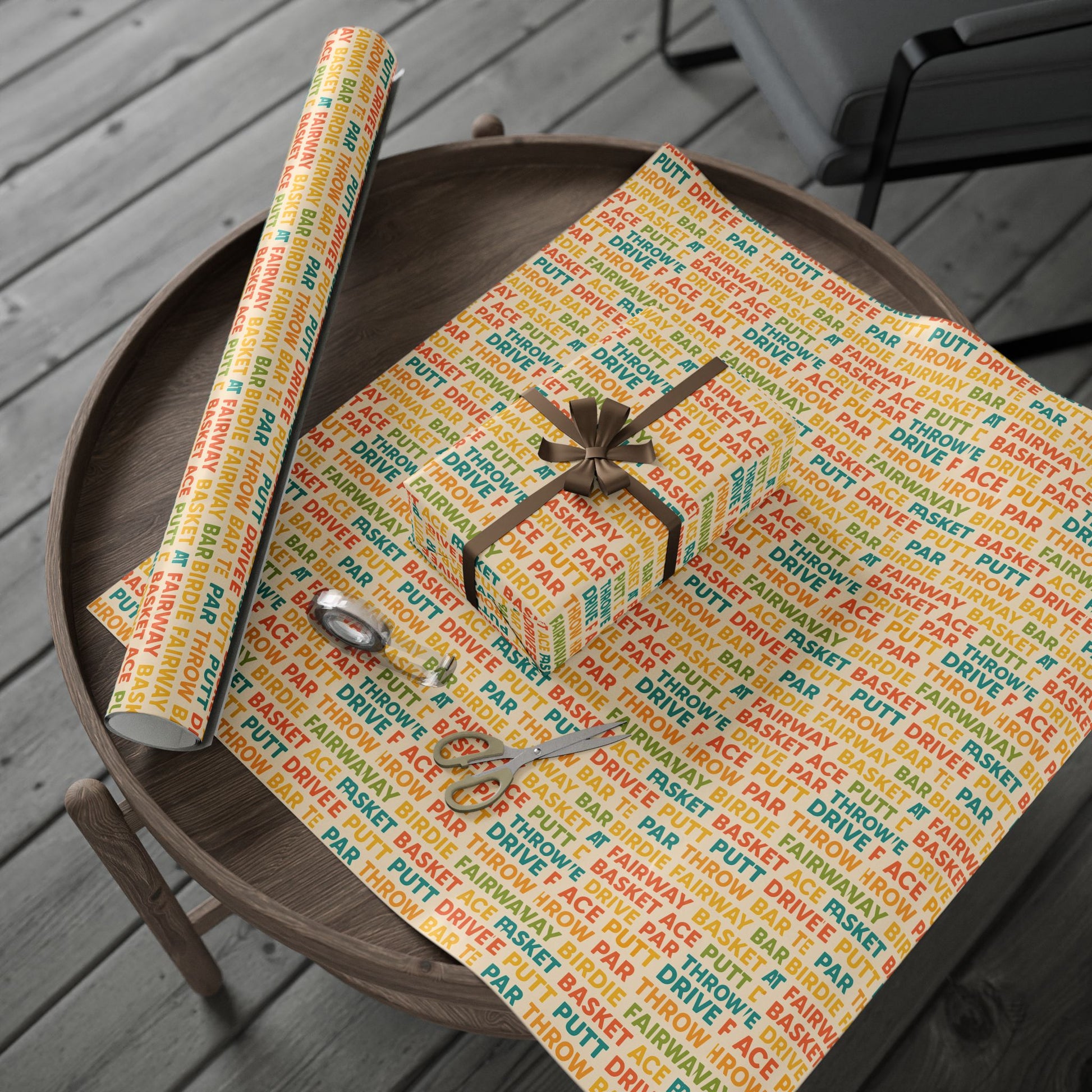Colorful Disc Golf Themed Wrapping Paper