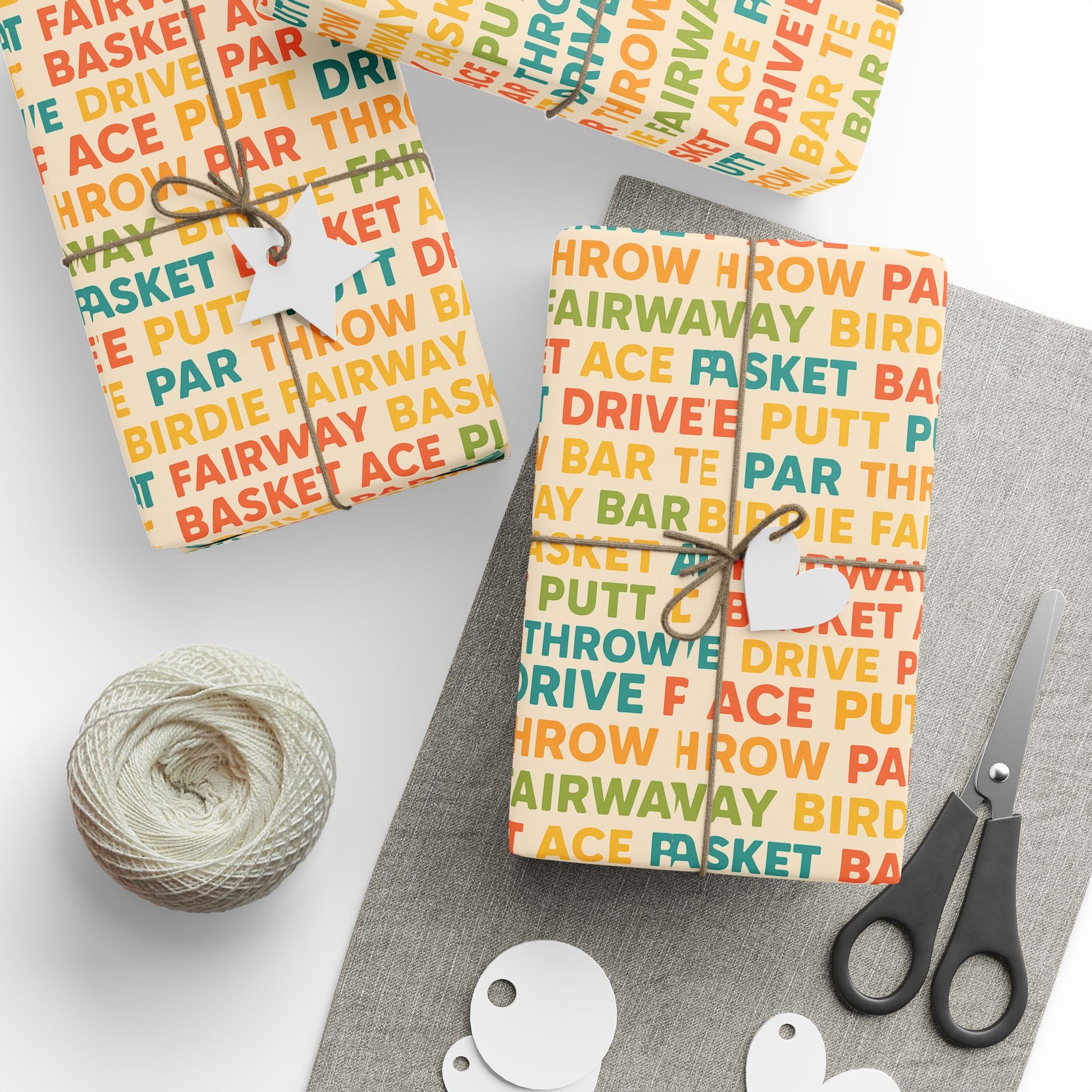 Colorful Disc Golf Themed Wrapping Paper